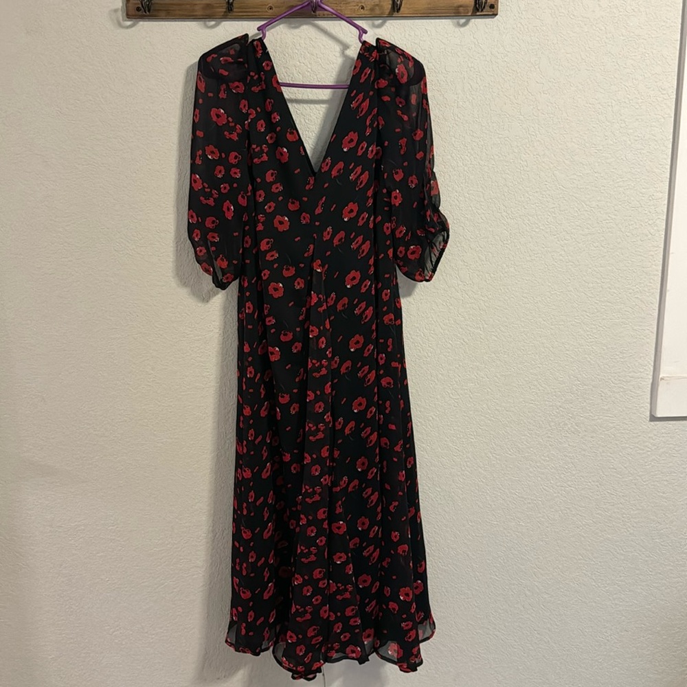Black puffy sleeve long dress